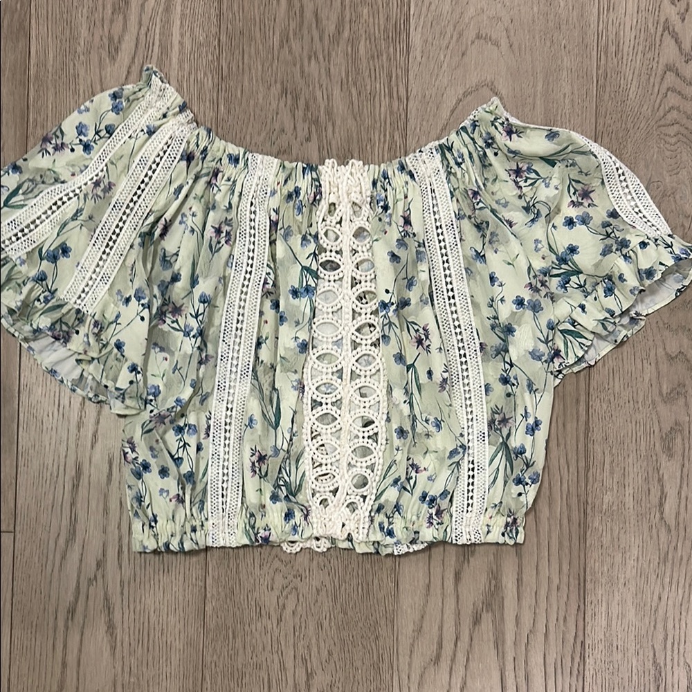 T Tahari Cream Puff Sleeve Blouse with Smocked Tie Front